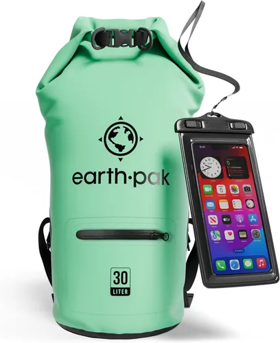 Vista 20 de Earth Pak Bolsa seca impermeable con bolsillo con cremallera, mochila impermeable para mantener el equipo seco