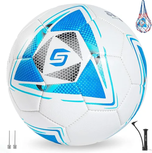 Vista 10 de SARETAS Balón de fútbol de piel sintética tamaño 5, para adultos, jóvenes, adolescentes, jóvenes, entrenamiento, fútbol, 32 paneles cosidos a