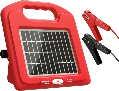 Vista 2 de Pet & Livestock HQ Cargador eléctrico solar para valla + cinta de polietileno eléctrica de 1640 pies