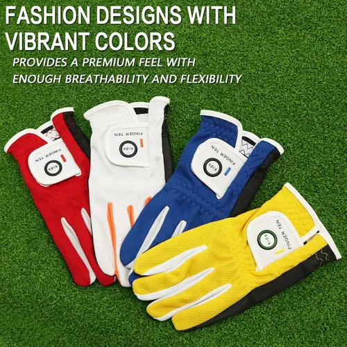 Vista 5 de FINGER TEN Kids Golf Glove 2 Pack Rain Hot Wet Grip