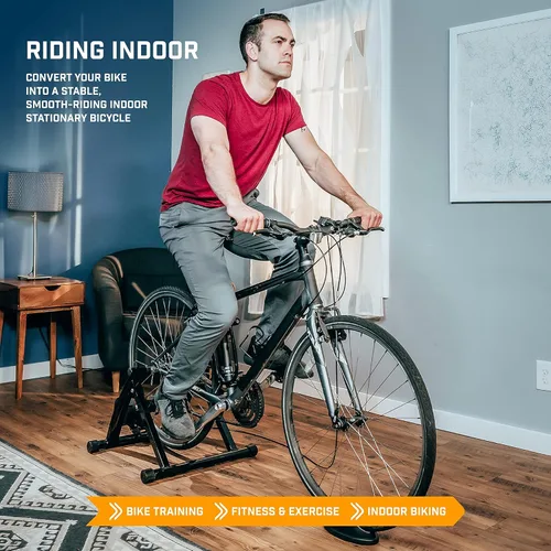 Vista 2 de Alpcour Soporte magnético para bicicleta para montar en interiores, con escritorio portátil de entrenamiento de bicicleta multitarea