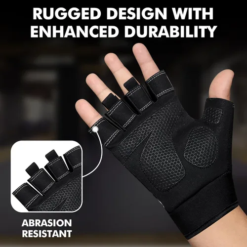 Vista 2 de Guantes de gimnasio para levantamiento de pesas, guantes de entrenamiento con protección completa de la palma, guantes de fitness transpirables