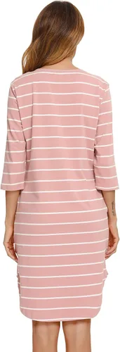 Vista 4 de Vlazom Camisones de algodón suave para mujer, camisón de manga corta con bolsillos, tallas S-XXL