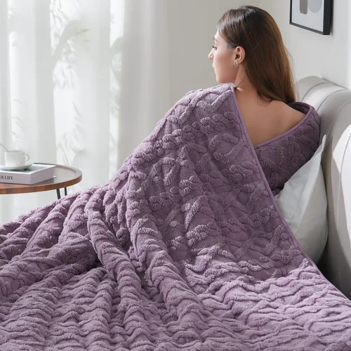 Vista 26 de Drewin Manta con peso de 15 libras para adultos, manta con peso de sherpa marrón suave y acogedora para dormir y relajarse, manta de cama gruesa