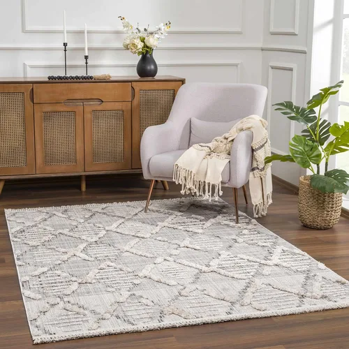 Vista 11 de Hauteloom Aria - Alfombra para sala de estar y dormitorio, con borde geométrico de medallón de diamante, envejecida, bohemio, transicional, tribal