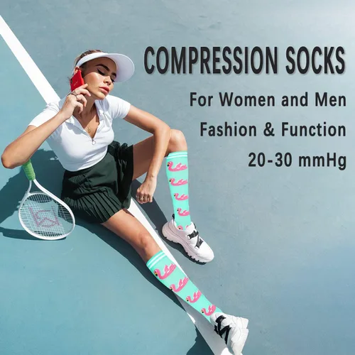 Vista 2 de CTHH 57 pares de calcetines de compresión para mujeres y hombres, medias de compresión para apoyo, correr, atletismo, enfermería, viajes