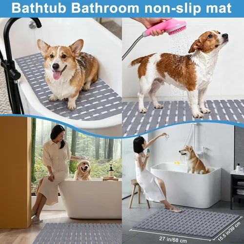 Vista 2 de Tapete antideslizante para bañera y ducha, tapete antideslizante para perros y mascotas, tapete de baño para bañera, tapete de baño de 27.5 x 15.7