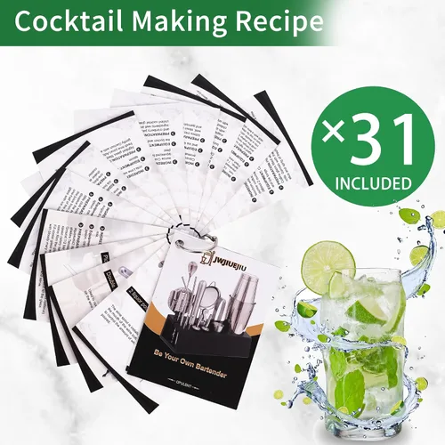 Vista 4 de Juego de coctelera dorada de 15 piezas con soporte de bambú Stainless Steel Bar Set Accessories, Professional Bartending Kit Home Bar Tools Set