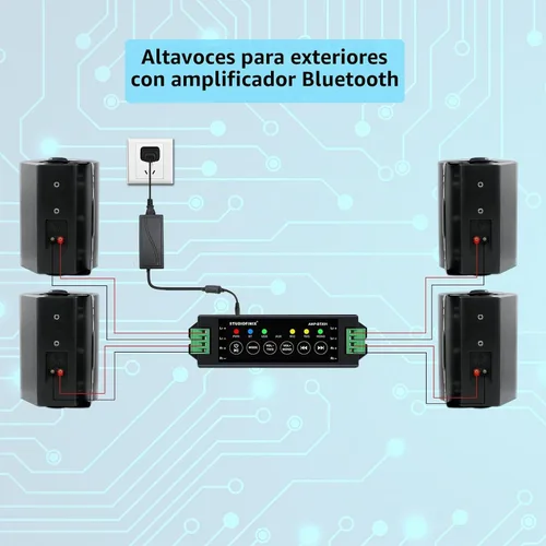 Vista 6 de STUDIOFINIX Altavoces Bluetooth para interiores y exteriores de 5.25 pulgadas, 600 vatios, sistema de montaje en pared con cable para todo