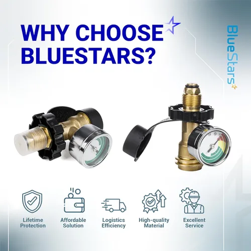 Vista 16 de BlueStars [100% latón sólido] Adaptador de tanque de propano de 100 libras