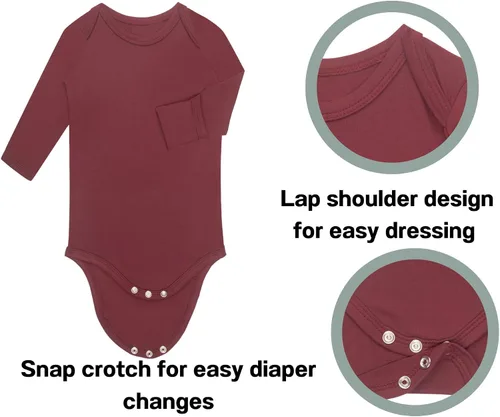 Vista 2 de Body para bebé con puños de manopla, rayón hecho de bambú, pijama de manga larga para niños y niñas