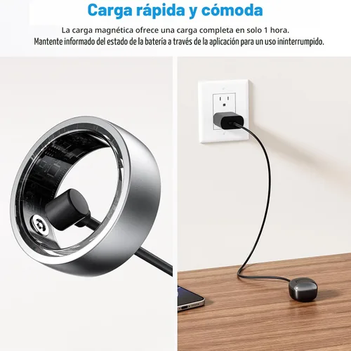 Vista 7 de Anillo inteligente para mujeres y hombres, anillo de seguimiento de salud y fitness, monitoreo del sueño con estuche de carga, SpO2, frecuencia