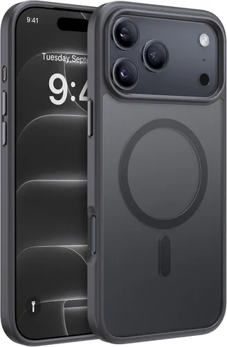 Vista 175 de Miracase - Funda magnética para iPhone 13 de 6.1 pulgadas (compatible con MagSafe) (con 2 protectores de pantalla), protección de grado militar Negro
