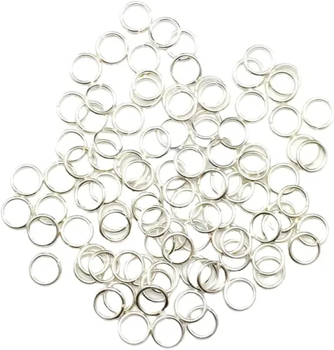 Vista 2 de 100 anillos de salto abiertos de plata de ley 925, calibre 24 de 0.096 pulgadas de diámetro exterior y 0.063 in de diámetro interior, fabricados
