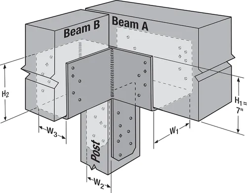 Vista 10 de Simpson Strong-Tie ECCLRQ666SDS - ECCLLQ Tapa de columna de extremo en forma de L para vigas 6X y poste 6X con tornillos SDS, soporte de marco