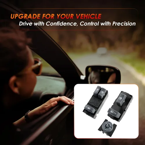Vista 7 de Interruptor maestro de ventanas con control de espejo del lado del conductor y del pasajero de 2 puertas, compatible con Chevy GMC C1500 C2500 C3500