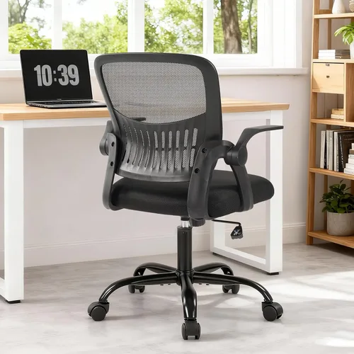Vista 9 de Sweetcrispy Silla ejecutiva de gestión de oficina en casa, silla ergonómica de malla ajustable giratoria de escritorio para computadora con soporte