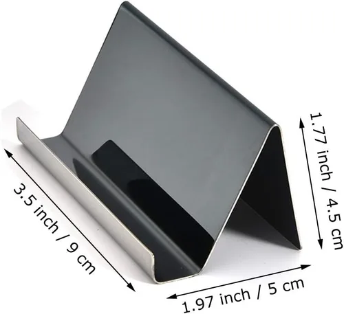 Vista 2 de Enyuwlcm Tarjetero de escritorio de metal para escritorio, soporte de tarjetas de visita de acero inoxidable para hombres, oficina, negro, paquete