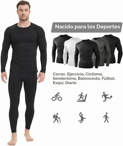 Vista 2 de Dalavch Paquete de 5 camisas de compresión térmica para hombre con forro 3 negro 1 blanco 1 gris