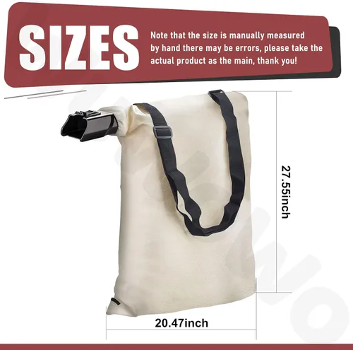 Vista 2 de 127-7040 Soplador de hojas Bolsa de vacío para soplador de hojas Toro reemplazo 108-8994 137-2336, compatible con 51436 51563 51581 51594 51599