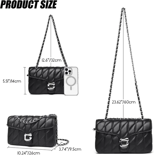 Vista 4 de Travistar Bolsos cruzados acolchados para mujer Bolsos pequeños de cuero cruzado para hombro, bolso de diseñador de cadena de noche