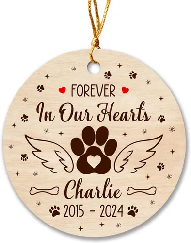 Vista 13 de Adorno de Navidad conmemorativo personalizado para mascotas, perros y gatos, A Piece of My Heart is at Rainbow Bridge, adorno de Navidad con nombre