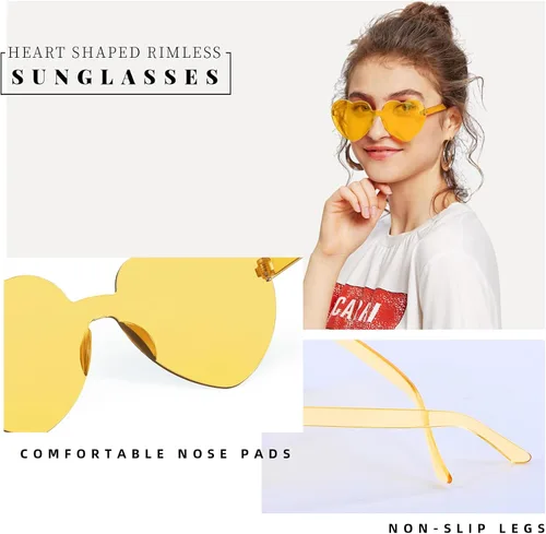 Vista 5 de FEISEDY Gafas de sol sin montura en forma de corazón para mujer gafas de amor a la moda B2419