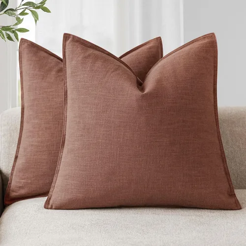 Vista 55 de Foindtower Juego de 2, Fundas Decorativas de Almohada de Lino Sólido Suaves Fundas de Cojín Europeo de Acento Estilo Granja Neutral para Silla Sofá