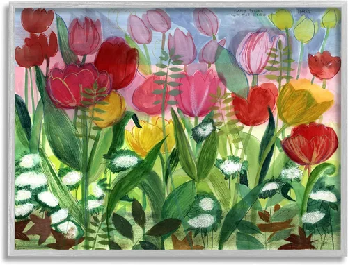 Vista 9 de Stupell Industries Exuberantes tulipanes de primavera variados floreciendo prado enmarcado arte de pared, diseño de unknown Stupell Industries