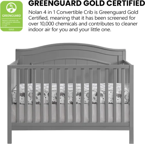 Vista 6 de Oxford Baby Nolan - Cuna convertible 4 en 1, gris paloma, certificado GreenGuard Gold