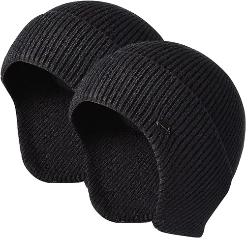 Vista 11 de Gorros de invierno para hombre, para exteriores, elásticos, de punto, con orejeras, resistentes al viento