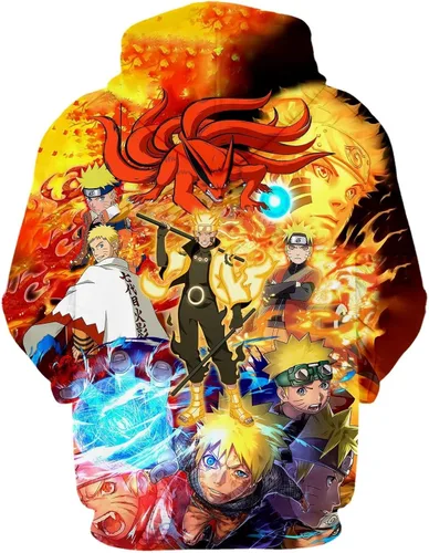Vista 2 de QJMEG Sudadera con capucha y estampado 3D de anime para niños y niñas, sudaderas deportivas novedosas