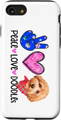 Vista 13 de Funda de regalo para iPhone 15 Peace Love Doodles Goldendoodle Dog Golden Labradoodle