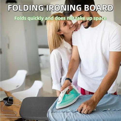 Vista 2 de Tabla de planchar compacta y plegable, con soporte para plancha y cubierta resistente al calor, mini tabla de planchar portátil antideslizante