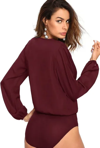 Vista 2 de Verdusa Enterizo de manga larga con cuello en V para mujer