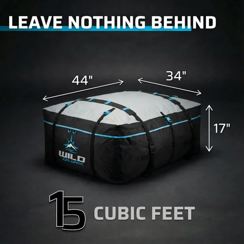 Vista 3 de Portaequipajes para techo – 15 pies cúbicos de largo, impermeable suave cubierta para techo de coche, bolsa de carga resistente con ganchos