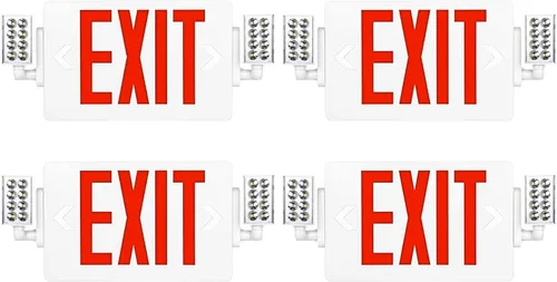 Vista 11 de Spectsun - Paquete de 1 señal de salida roja con luces de emergencia, dos luces LED de salida de emergencia ajustables con batería de respaldo Rojo