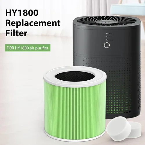 Vista 2 de Paquete de 2 filtros de repuesto HY1800 para purificadores de aire Honeyuan/MORENTO/Loytio Filtración 3 en 1 con tecnología de carbono mejorada