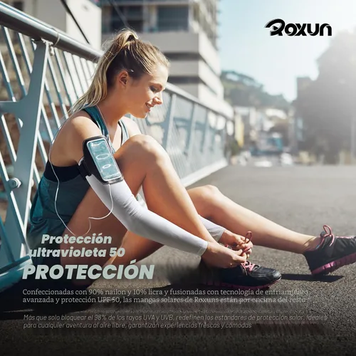Vista 5 de ROXUN Mangas de brazo, compresión deportiva de protección solar UV refrescante para hombres/mujeres
