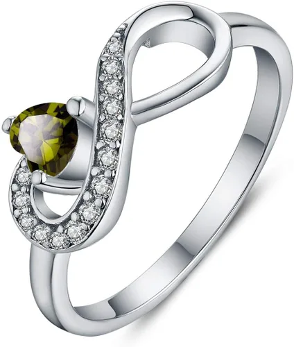 Vista 70 de Anillo Jo Wisdomo de compromiso. de plata esterlina, con corazón e infinito, anillo de amistad, para ella