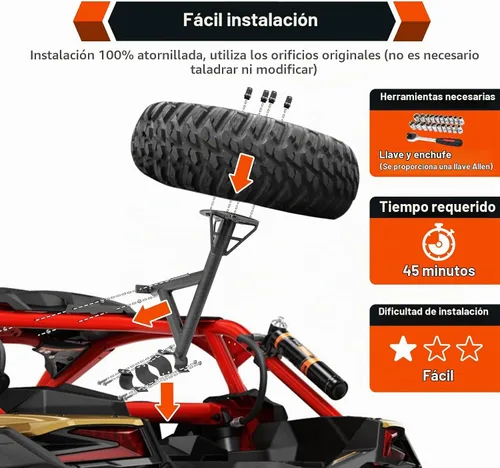 Vista 5 de WeiSen Soporte para neumáticos de repuesto para Can Am Maverick X3 2017