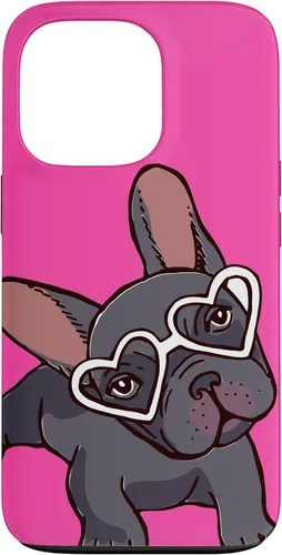 Vista 10 de iPhone 16 Francés Bulldog Francés Perro Cachorro Lindo Perro Perro Gafas Caso Mascota
