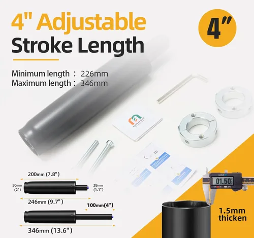 Vista 3 de MASTERY MART Kit de repuesto de cilindro de gas para silla de oficina, pistón neumático hidráulico resistente de 4 pulgadas, capacidad de 1000