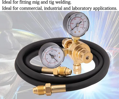Vista 7 de Reguladores CGA580 de Argón CO2, Medidores de Argón Regulador de Soldadura de Gas Compatible con Mig Tig Miller Lincoln Weld 0-4500PSI / 0-10BAR