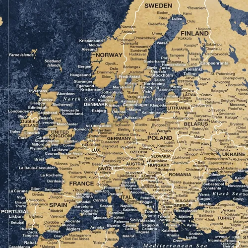Vista 8 de HolyCowCanvas Mapa de Viaje Mundial Dorado y Azul Marino con Alfileres, Tablero de Mapa Mundial con Alfileres para Rastrear Lugares Visitados