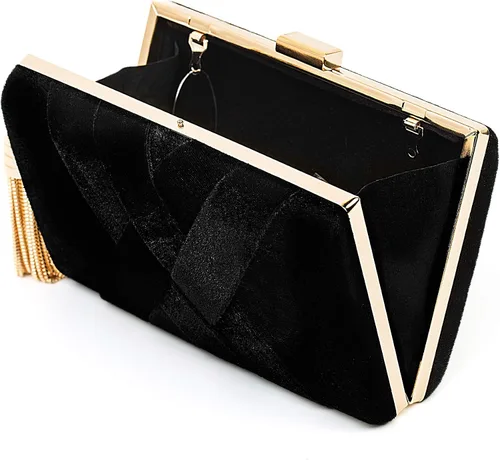 Vista 4 de CARIEDO Bolso de noche para mujer, bolso de mano de tela de terciopelo para novia, para boda, baile de graduación, salida nocturna y fiesta