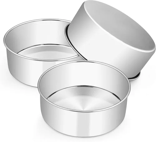 Vista 9 de E-far - Moldes redondos para tartas de 6 x 3 pulgadas, moldes para hornear tartas de acero inoxidable profundo para cumpleaños, boda, fiesta