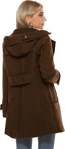 Vista 3 de Tanming Abrigo o chaqueta cálida de lana cruzado para mujer, con capucha