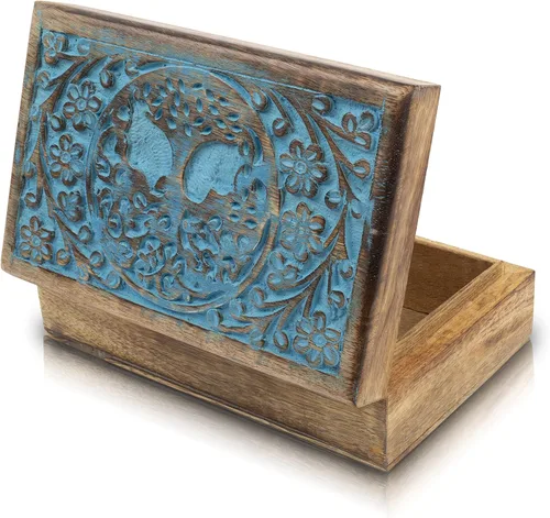 Vista 5 de Grandes ideas de regalo de cumpleaños, caja de joyería decorativa hecha a mano con árbol de la vida, caja del tesoro, organizador de joyas, caja