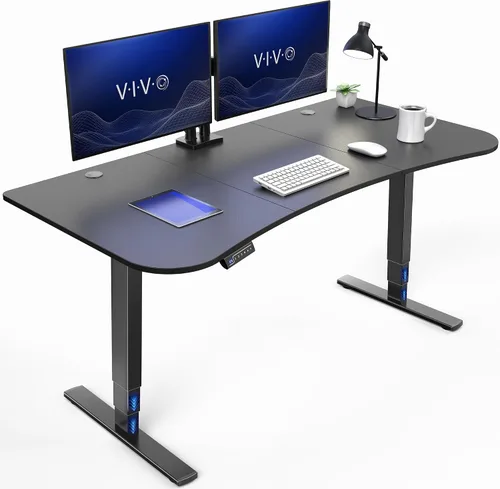 Vista 25 de VIVO - Escritorio eléctrico de pie de 71 x 30 pulgadas con marco de bambú real, ajuste de pantalla táctil, soporte de marco de 176 lb, serie 2E